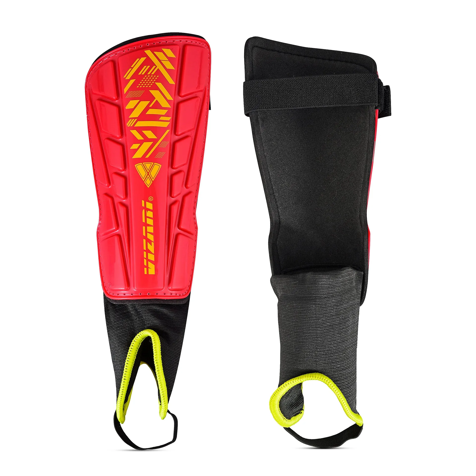 Vizari Malaga Shin Guards with Ankle Protection for Kids | Youth | & Adults | Lightweight Soccer Pads for Boys & Girls Ages 3+ | RED | S