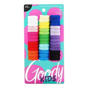 Goody Kids Ouchless Tiny Terry Ponytailers | Assorted Colors | Pain-Free Hair Accessories for Women | Girls | Babies & Teens | Perfect for Long Lasting Braids | Ponytails & More | 42 Count (Pack of 1)