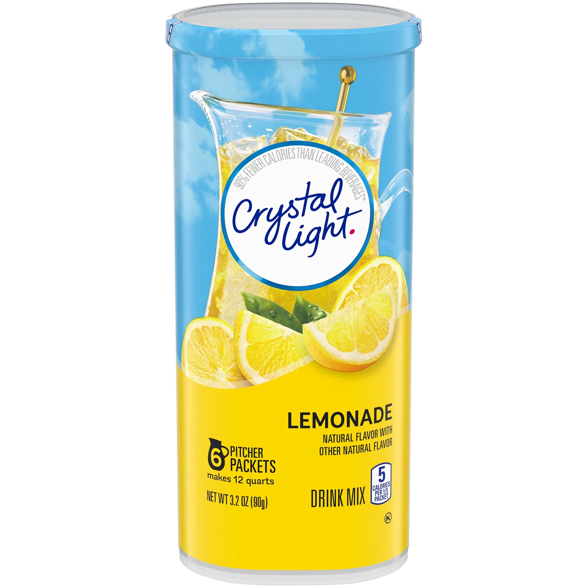 Crystal Light Lemonade Naturally Flavored Powdered Drink Mix | 6 ct Pitcher Packets