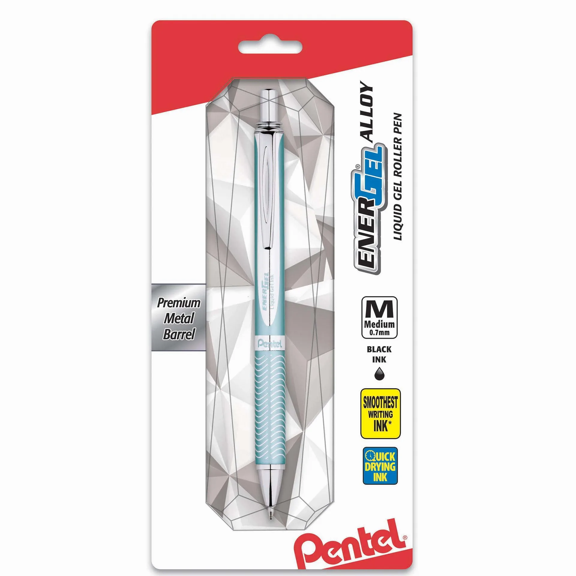Pentel EnerGel Alloy Retractable Premium Liquid Gel Pen | (0.7mm) Aquamarine Barrel | Black Ink 1-Pack