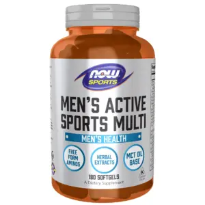 NOW Sports Nutrition | Men's Extreme Sports Multi with Free-Form Amino Acids | ZMA | Tribulus | MCT Oil | & Herbal Extracts | 180 Softgels