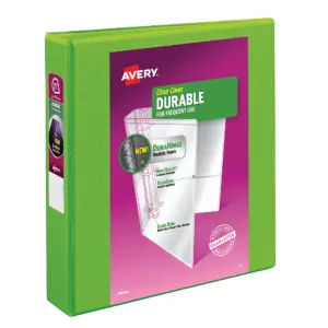 Avery Durable View 3 Ring Binder | 1 Slant Rings | Chartreuse | Single