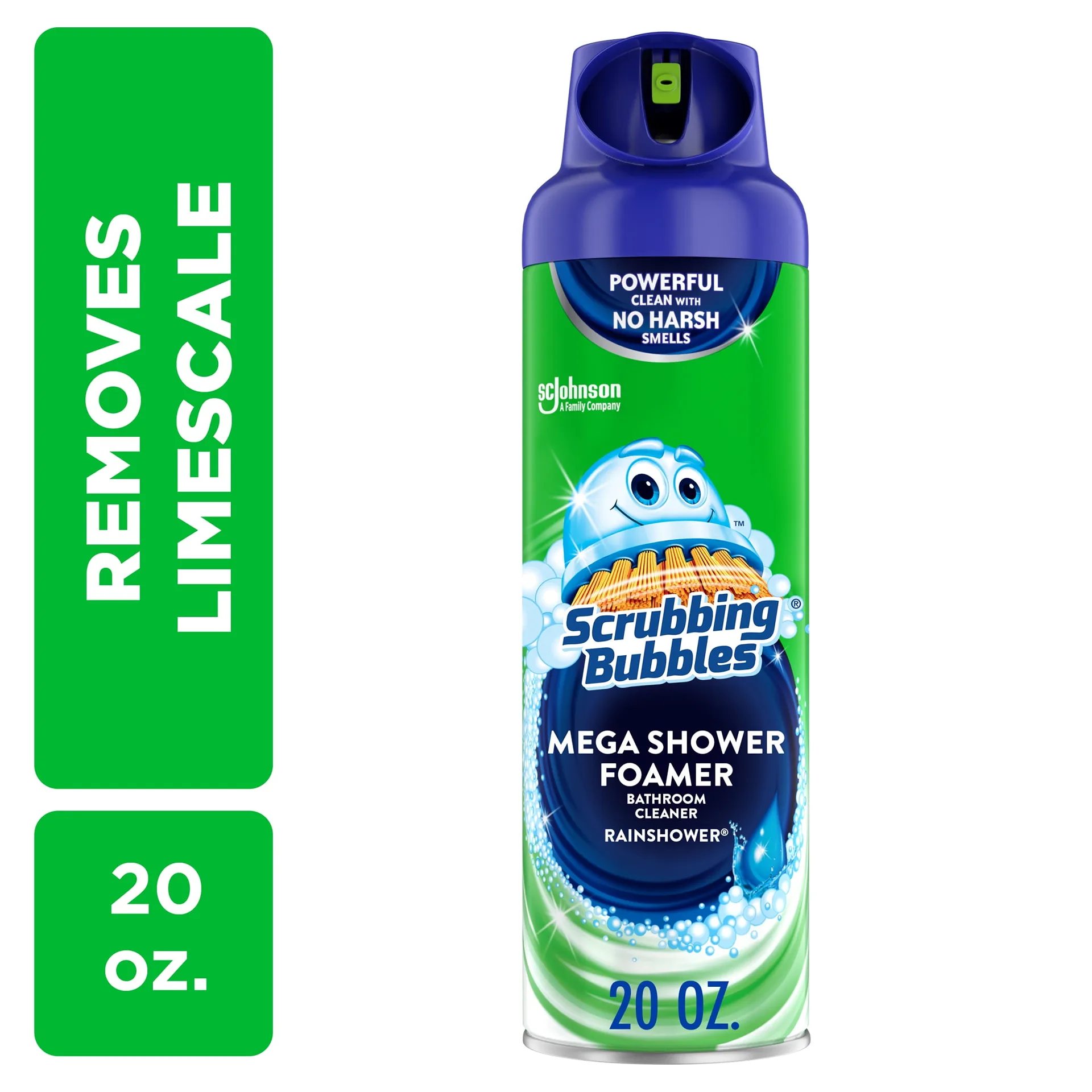 Scrubbing Bubbles Mega Shower Foamer Aerosol | Tough Foaming Bathroom | Tile | Bathtub & Disinfectant Shower Cleaner (1 Aerosol Spray) | Rainshower Scent | 20 Ounce | Single | 20oz