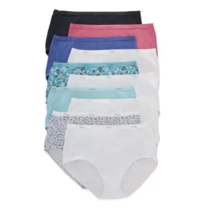 Hanes Womens Underwear 10-Pack | Hi-Cut Panties | Moisture-Wicking Underwear for Women | 6 | Assorted (colors/prints vary) | 6 (M)