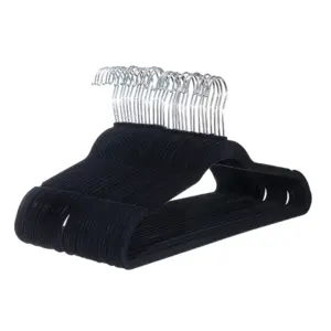 Better Homes and Gardens Flocked Suit Space Saving Hangers | Black 30 Pack