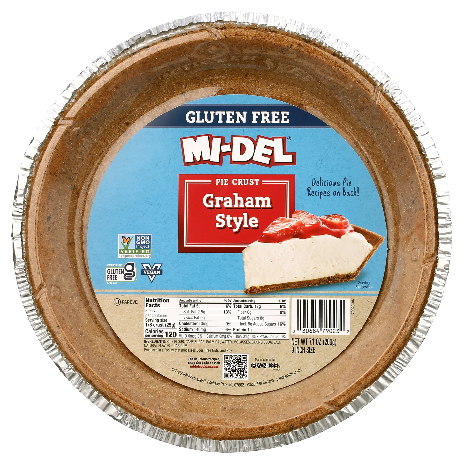 Mi-Del Gluten Free Graham Style Pie Crust | 7.1oz Ready to Eat | Single