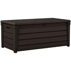 Keter Brightwood 120 Gallon Durable Resin Outdoor Deck Box Storage Organization | Brown | 1