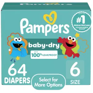 Pampers Baby Dry Baby Diapers Size 6 | 64 Count (Select for More Options)