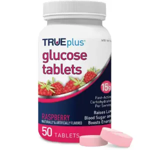 TRUEplus Glucose Tablets | Raspberry Flavor | 50ct | 50