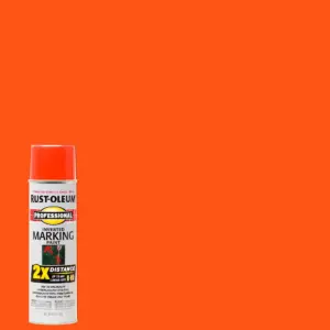Fluorescent Red-Orange | Rust-Oleum 2X Inverted Marking Spray Paint-266590 | 15 Ounce | Single | 1