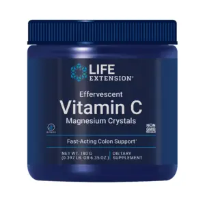 Life Extension Effervescent Vitamin C Magnesium Crystals | Ascorbic Acid Vitamin C Powder Supplement | For Healthy Immune Support with Vitamin B6 | Gluten-Free | Non-GMO | 180 Grams | 30 Servings