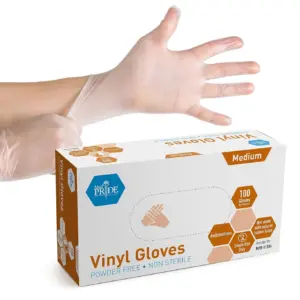 MEDPRIDE Disposable Vinyl Gloves Non-Sterile Powder and Latex Free Gloves | 4.3 mil 100-Pack Medium | M