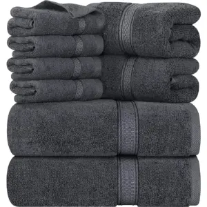 Utopia Towels 8-Piece Premium Set | 2 Bath Sheets | 2 Hand Towels & 4 Washcloths | 600 GSM 100% Ring Spun Cotton Highly Absorbent Set for Bathroom | Multicolor