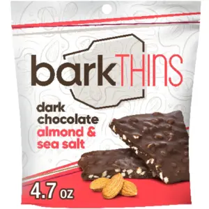 Barkthins Dark Chocolate | Almond & Sea Salt Snacking Chocolate | Bag 4.7 Ounce | Single