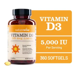 NatureWise Vitamin D3 5000iu + Organic Olive Oil | 360 Mini Softgels[360-Day Supply] | 360 Count (Pack of 1) | 360 ct