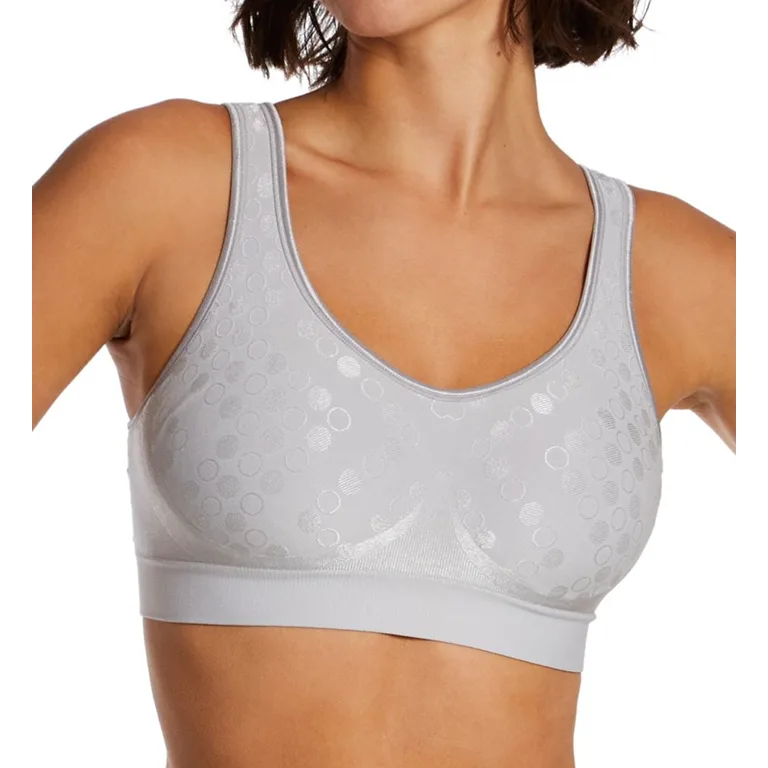 Women's Bali 3488 Comfort Revolution Shaping Wirefree Bra (Crystal Grey Dot Extra Large) | Crystal Grey Dot