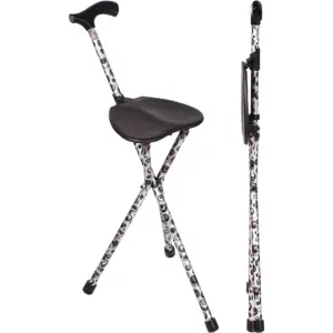 Switch Sticks Walking Stick | Walking Cane | Cane Chair | Quad Cane & Folding Cane with Seat is 34 Inches Tall & Supports up to 220 Pounds | Storm | FSA HSA Eligible