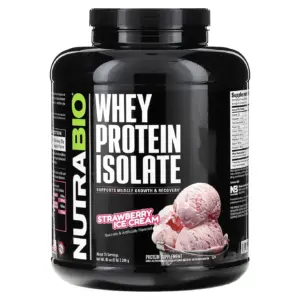 NutraBio Kosher 100% Whey Protein Isolate Wild Strawberry Dairy | 5 LB | Strawberry Ice Cream | 11.00
