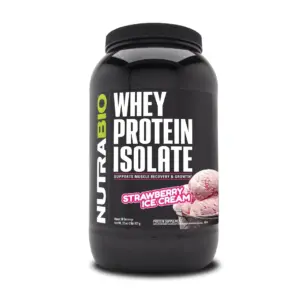 NutraBio Whey Protein Powder Isolate Supplement – 25g of Protein Per Scoop with Complete Amino Acid Profile | Soy & Gluten Free | Zero Fillers & Non-GMO | Strawberry Ice Cream | 2 Lbs