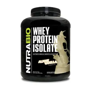 NutraBio Whey Protein Powder Isolate Supplement – 25g of Protein Per Scoop with Complete Amino Acid Profile | Soy & Gluten Free Protein Powder | Zero Fillers & Non-GMO | Alpine Vanilla | 5 Lbs