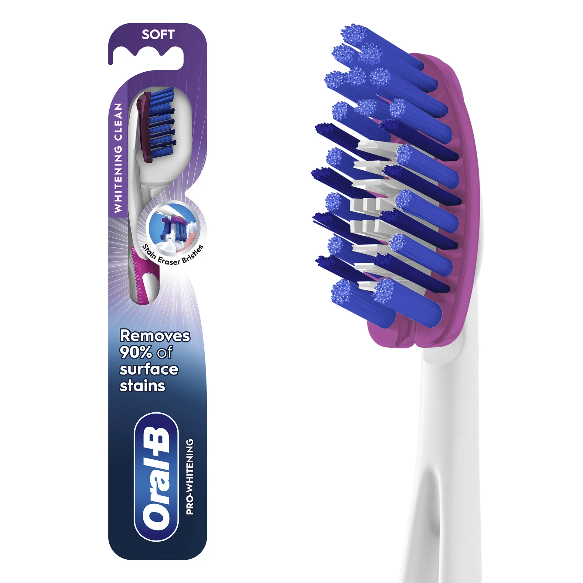 Oral-B Pro Whitening Toothbrushes | Soft | 1 Count | for Adults and Children 6+