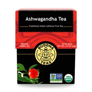 Buddha Teas Organic Ashwagandha Root Tea | Herbal Tea | For Health and Wellbeing | With Antioxidants and Minerals | Clean Ingredients | Caffeine Free | OU Kosher and Non-GMO | 18 Tea Bags (Pack of 1)