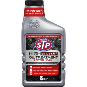 STP High Mileage Oil Treatment + Stop Leak Engine Oil Additive | 15 fl Ounce | Single