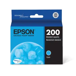 EPSON 200 DURABrite Ultra Ink Standard Capacity Cyan Cartridge (T200220-S) Works with WorkForce WF-2520 | WF-2530 | WF-2540 | Expression XP-200 | XP-300 | XP-310 | XP-400 | XP-410