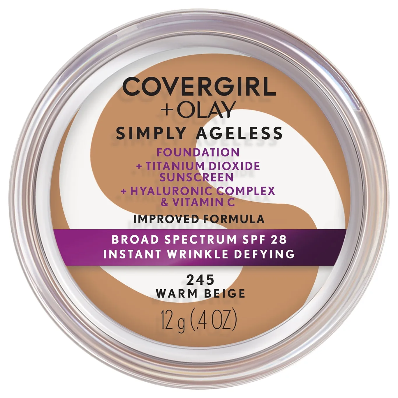 COVERGIRL + OLAY Simply Ageless Instant Wrinkle-Defying Foundation with SPF 28 | Warm Beige | 0.44 Ounce