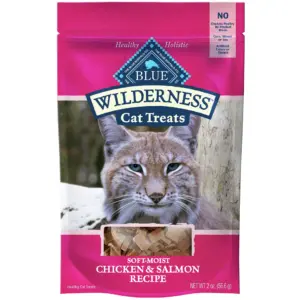 Blue Buffalo Wilderness Chicken and Salmon Flavor Dry Soft Treats for Cats | Grain-Free | 2 Ounce. Bag