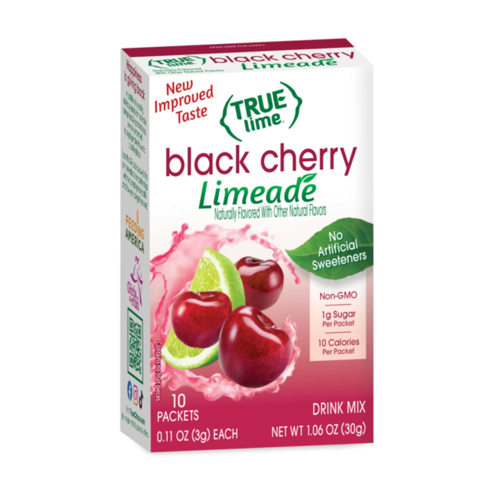 True Lime Black Cherry Limeade Drink Mix Powder | No Artificial Sweeteners | 1.06 Ounce. | 10 Count Box