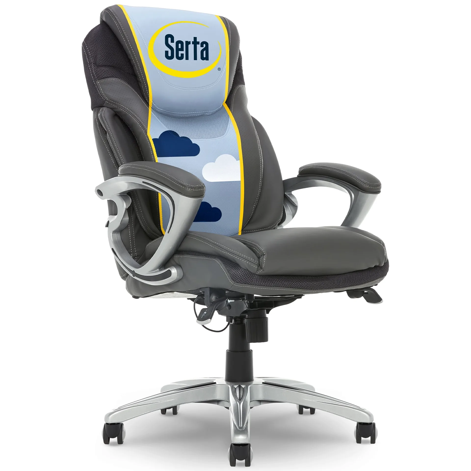 Serta Bryce Executive Office Chair with AIR Lumbar Technology | Gray Bonded Leather