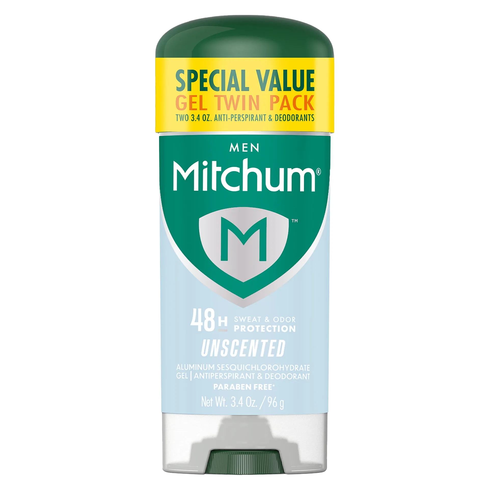 Mitchum Mens Triple Odor Protection Antiperspirant and Deodorant Gel | Unscented | 2 pack