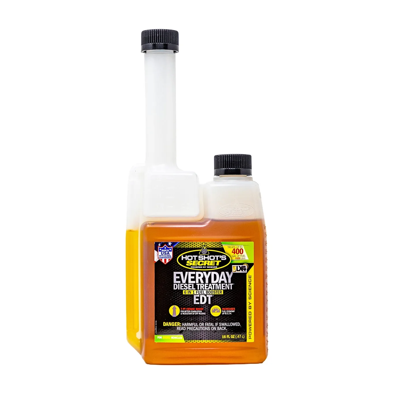Hot Shot's Secret Everyday Diesel Treatment 16 Ounce. Squeeze Bottle | 6-Inch-1 Fuel System Cleaner and Cetane Boost