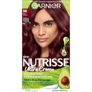 Garnier Nutrisse Nourishing Permanent Hair Color Creme | 56 Medium Reddish Brown (Sangria) | 1 kit | 56 Sangria Rich Auburn | 56 Medium Reddish Brown