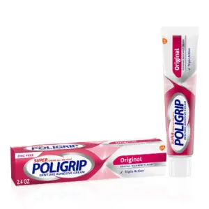 Super Poligrip Original Zinc Free Denture & Partials Adhesive Cream | 2.4 Ounce | for Adults | 1