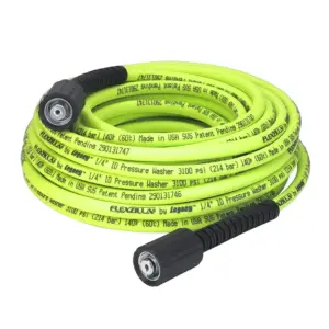 Flexzilla Pressure Washer Hose | 1/4 x 50 | 3100 PSI | M22 Fittings | Flexible Hybrid Polymer | ZillaGreen