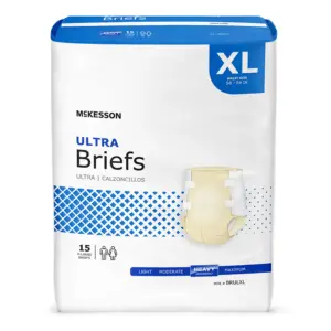 McKesson Ultra Incontinence Briefs | Absorbent | Disposable | Unisex | Extra Large | 15 Count | 4 Packs | 60 Total