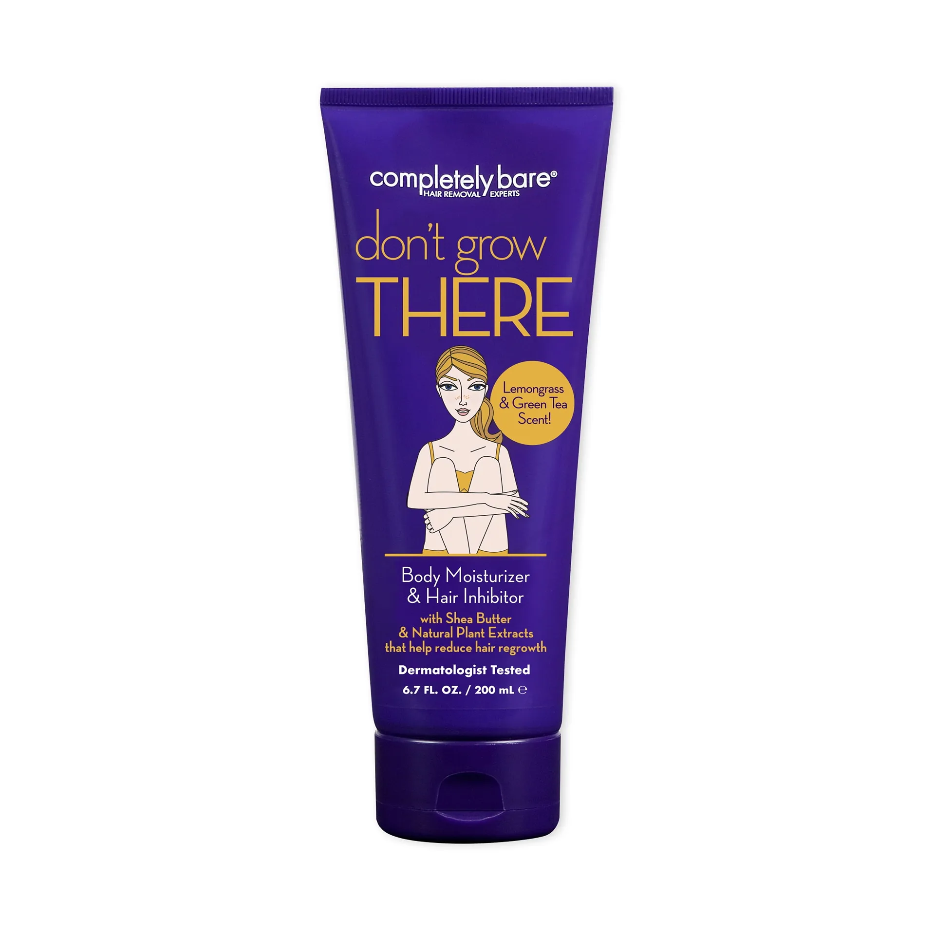 Completely Bare Don't Grow There Body Moisturizer and Hair Inhibitor | 6.7 FL Ounce | 1