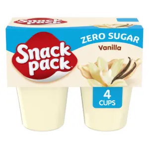 Snack Pack Zero Sugar Vanilla Pudding | Lunchbox Snack | 3.25 Ounce Pudding Cups | 4 Count