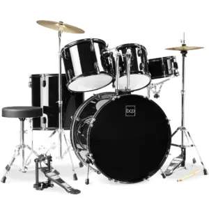 Best Choice Products 5-Piece Beginner Drum Set w/ Snare | Bass | Toms | Cymbal | Hi-Hat | Sticks | Drum Pedal | Black