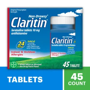 Claritin 24 Hour Non-Drowsy Allergy Medicine | Loratadine Antihistamine Tablets | 45 Ct
