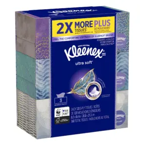 Kleenex Ultra Soft and Strong Facial Tissues | 120 Tissues per Flat Box | 3 Pack