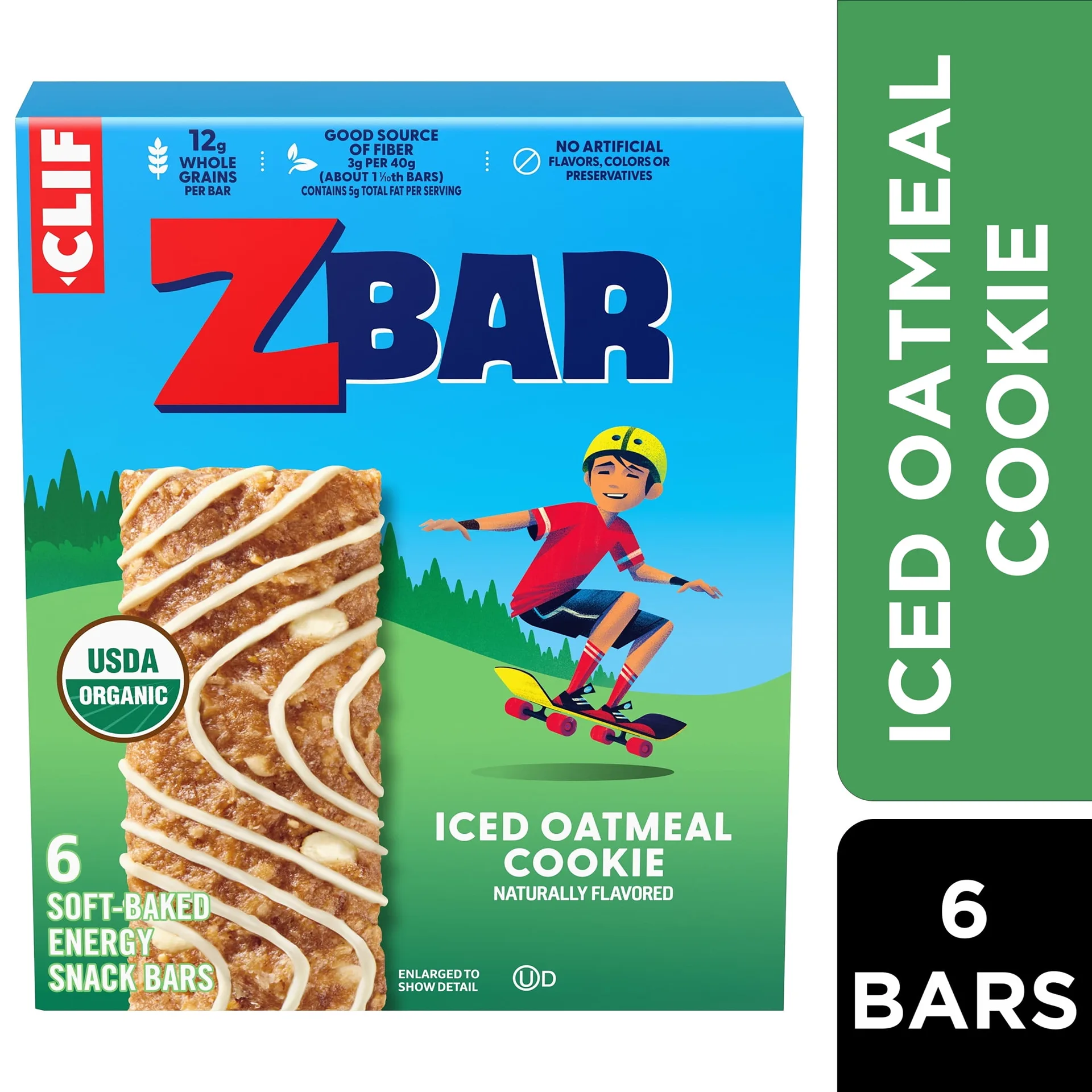 Zbar Iced Oatmeal Cookie Flavor Soft Baked Snack Bars | Organic Granola Bars | 6ct