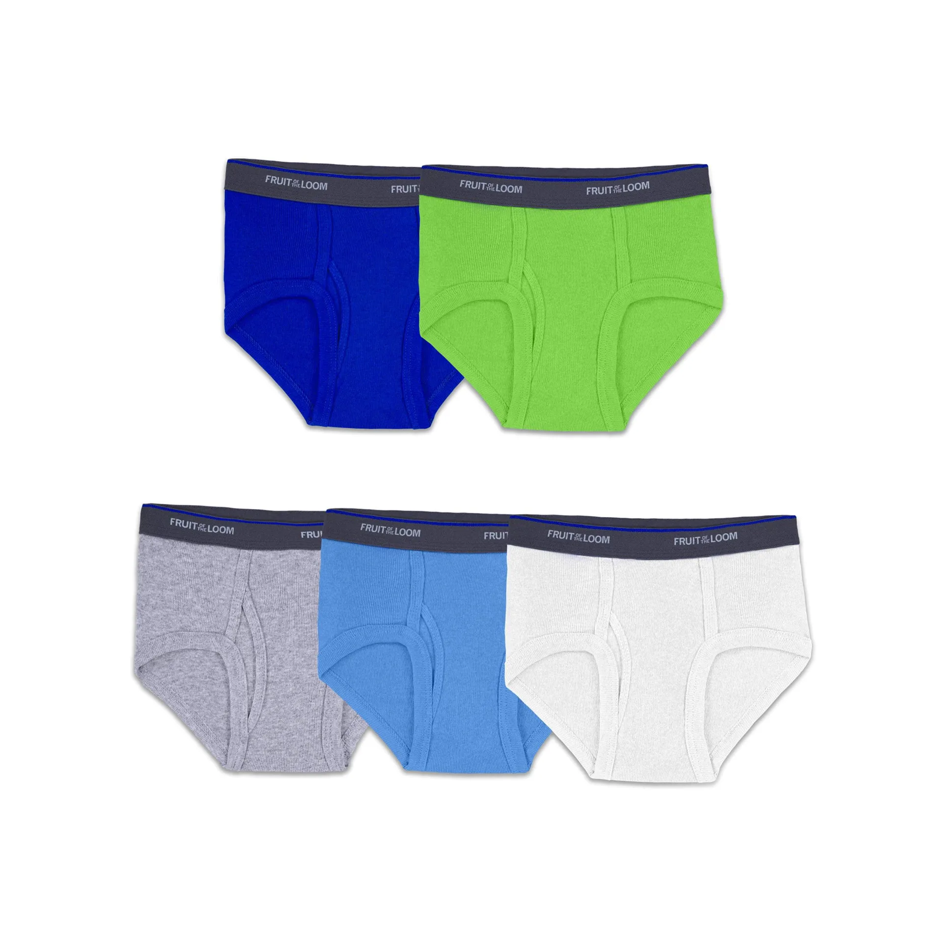 Fruit of the Loom Toddler Boy Cotton Briefs | 5 Pack | Sizes 2T-5T | 2T-3T | Assorted Solids