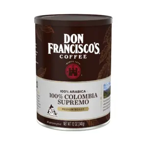 Don Francisco's Premium Colombia Supremo Ground Coffee: Rich | Aromatic 100% Arabica Beans | Family Crafted Flavored Coffee for a Delightful Morning Brew (12 Ounce Can)