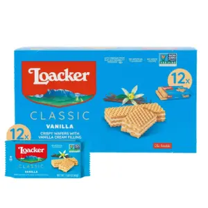 Loacker Classic Vanilla Wafers | Non-GMO Creme-Filled Wafer Cookies | 1.59oz | Pack of 12