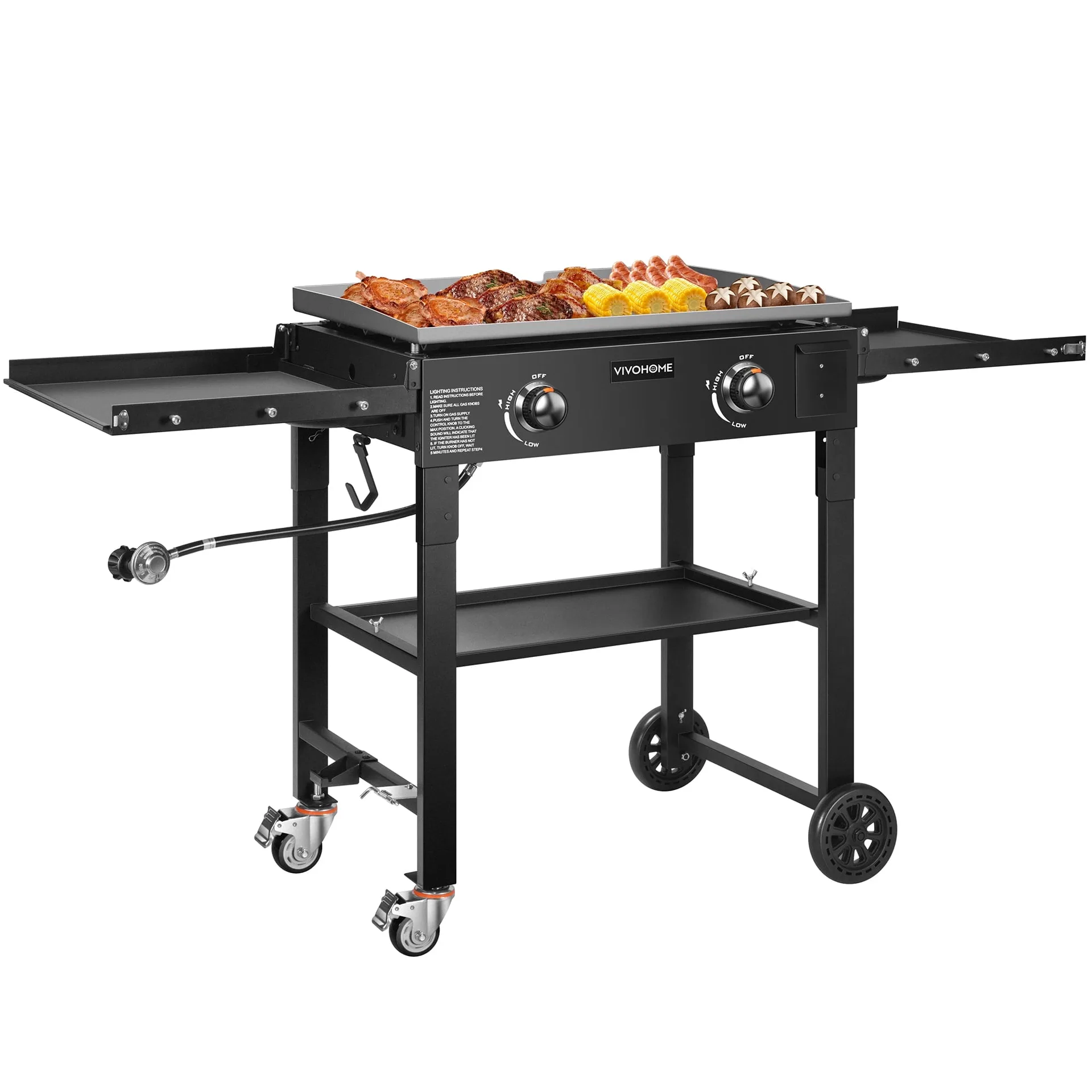 SPECSTAR 2-Burner 28 Foldable Propane Griddle | Portable Flat Top Gas Grill-30,000 BTU Propane Fuelled for Camping | Tailgating | BBQ