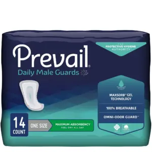 Prevail Daily Male Guards Bladder Control Pad | Incontinence | Disposable | Maximum Absorbency | 14 Count | 1 Pack
