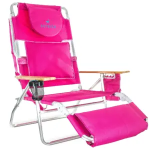 Ostrich 3N1 Lightweight Outdoor Beach Lounge Chair with Footrest | Pink
